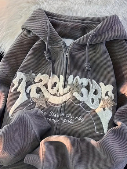 Sweat à Capuche Brodé pour Femme - Motif Montagne et Lettres, Coupe Décontractée Légère pour Printemps/