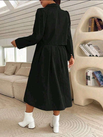 Ensemble de 2 pièces pour femme grande taille : robe-combinaison ajustée et blazer assorti, automne/hiver