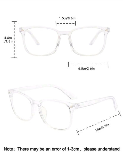 1 paires de lunettes carrées à détails  transparents pour femmes, accessoires de lunettes claires pour l'école, accessoires de lunettes pour femmes