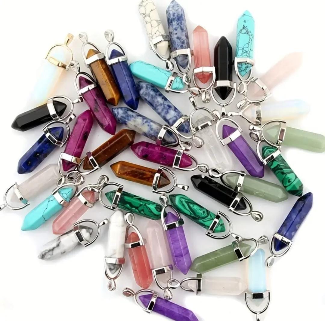100pcs Pendentifs Pointus en Cristal en Vrac, Pendentif Balle en Verre de Pierre
