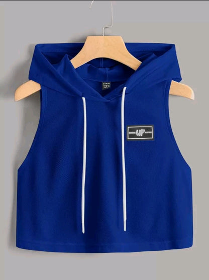EZwear Débardeur À Capuche Pour Femmes Avec Détails Patchés, Adapté Aux Sports D'été