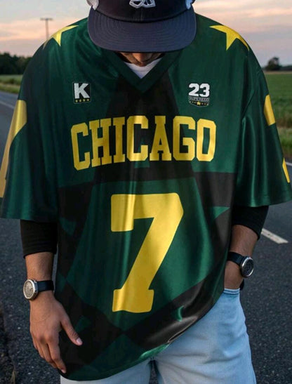 Manfinity EMRG T-shirt décontracté pour homme imprimé bloc de couleurs, étoile et lettre