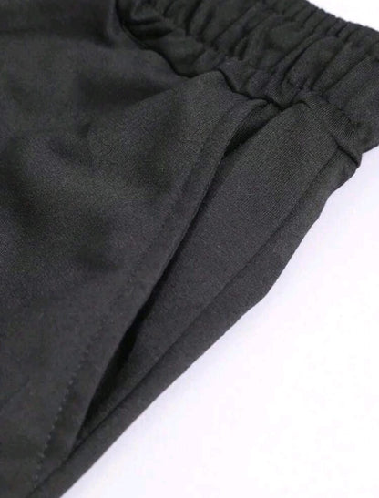 Manfinity Homme Ensemble t-shirt décontracté à manches courtes avec graphiques de lettres et short taille élastique style urbain
