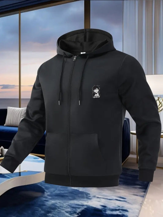 Veste à Capuche Décontractée pour Homme avec Imprimé Graphique d'Anime