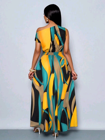 SOLERSUN Nouvelle robe élégante pour le printemps et l'été, décontractée, asymétrique à l'épaule