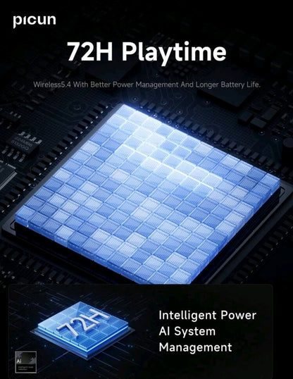 Picun Casque sans fil Picun B5, suppression du bruit d'appel ENC HD, audio dynamique 3D, double connexion, autonomie de 72 heures, pour PC mobile de bureau à domicile de voyage.