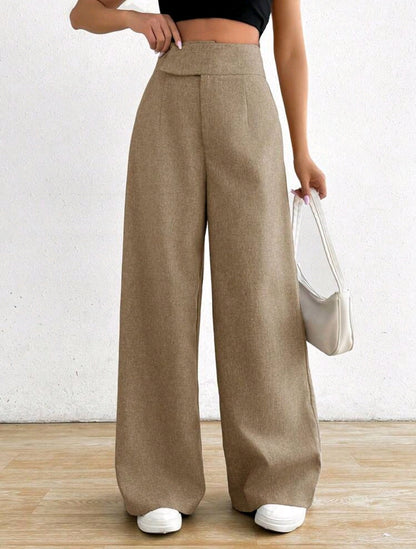 Rafferiza 1 pièce Pantalon casual ample asymétrique à la taille pour femmes