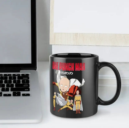 Tasse à café en céramique One Punch Man ! - Tasse familiale isolée de 11 oz avec motif noir