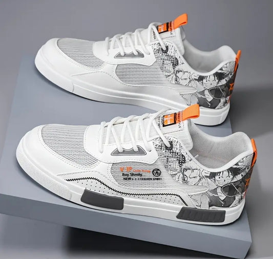 Baskets mode homme, respirantes en mesh ajouré, chaussures de sport décontractées, motif one piece
