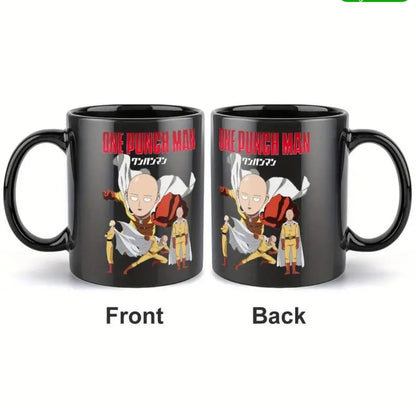Tasse à café en céramique One Punch Man ! - Tasse familiale isolée de 11 oz avec motif noir