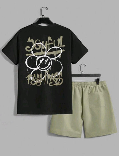 Manfinity EMRG Ensemble de t-shirt décontracté à col rond et à manches courtes