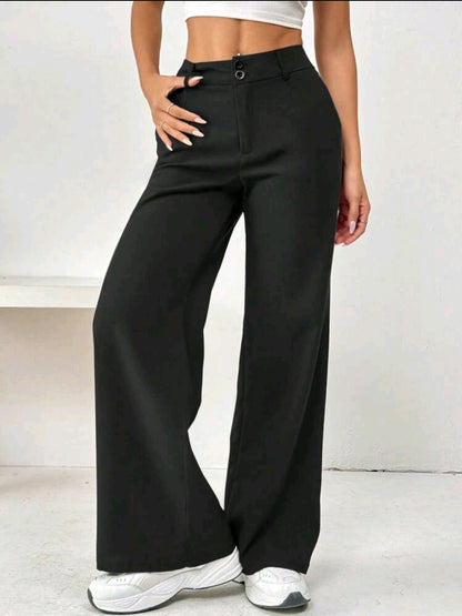 Flirla Pantalon à poches boutonnées à l'avant, tenue décontractée pour la vie quotidienne