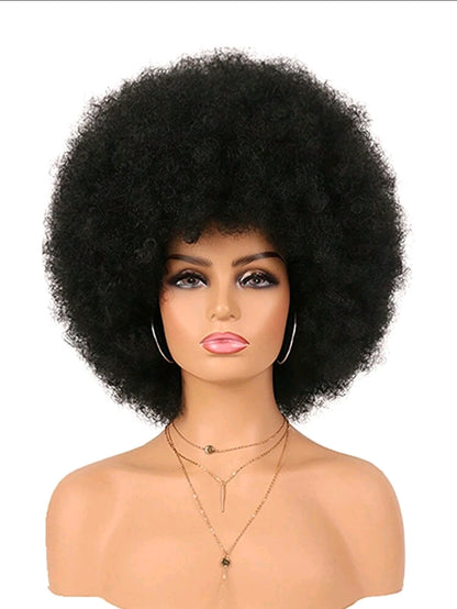 Perruque Afro 70's Pour Femmes, Perruques Bouclées Naturelles Noires, Grandes, Rebondissantes Et Douces, Aspect Naturel Complet Pour Soirées Quotidiennes, Cosplay, Costumes Pour Halloween