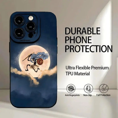 Coque de Téléphone Souple avec Motif Lune Manga et Yeux d'Ange en Impression UV Mat, Protection Complète à 360 Degrés pour iPhone 16 11 12 13 14 15 Pro Max XR X/XS 7 8 Plus SE Mini