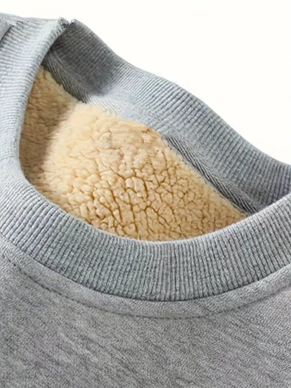 Sweatshirts décontractés à col rond pour hommes - Tissu tricoté épais en molleton 100 % polyester