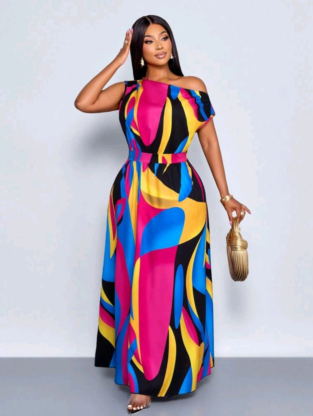 SOLERSUN Jupe grande taille, élégante, décontractée, épaules inclinées, manches courtes