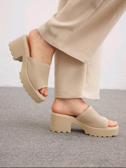 CUCCOO BASICS Mules à talons hauts en tissu rouge vin pour femmes