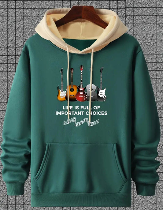 Sweat à Capuche Tendance pour Homme avec Imprimé Guitare