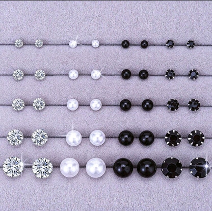 20 paires Ensemble de boucles d'oreilles à clous de forme sphérique plaquées argent de nouveau style