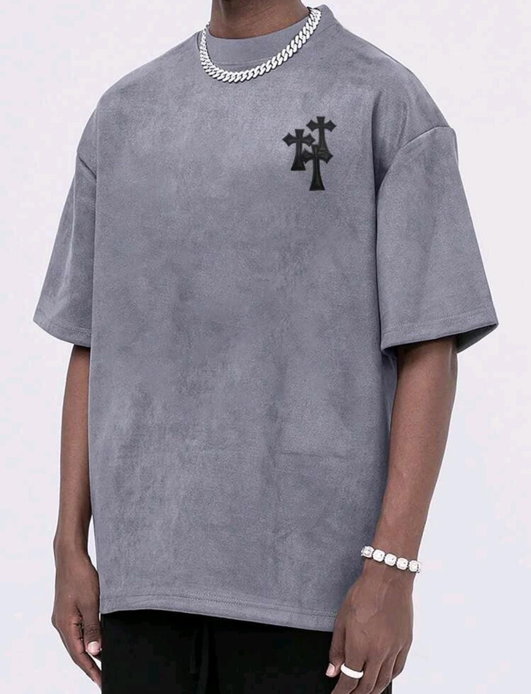 Manfinity EMRG T-shirt vintage ample homme à épaules tombant avec broderie croisée