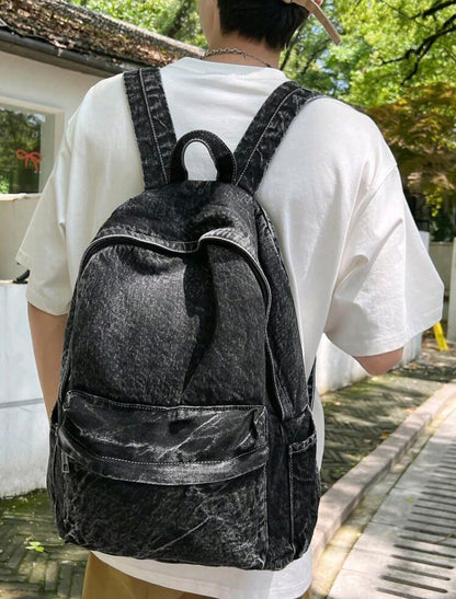 peach tree 1 pièce Sac à dos rétro pour hommes, couleur unie , sangles d'épaule réglables, fermeture éclair