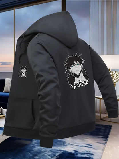Veste à Capuche Décontractée pour Homme avec Imprimé Graphique d'Anime