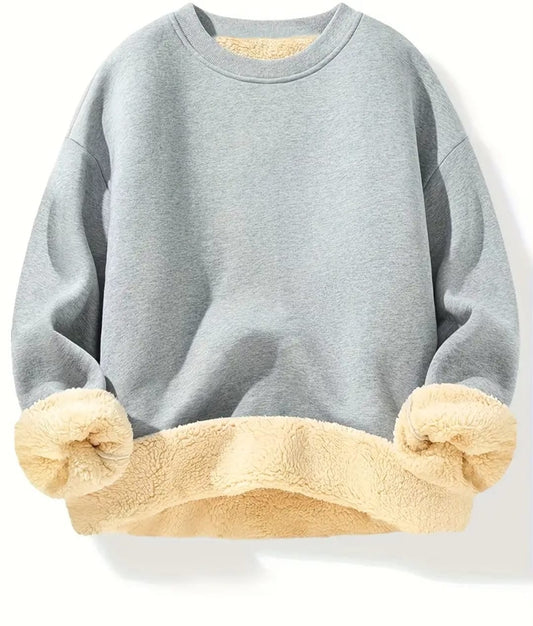 Sweatshirts décontractés à col rond pour hommes - Tissu tricoté épais en molleton 100 % polyester