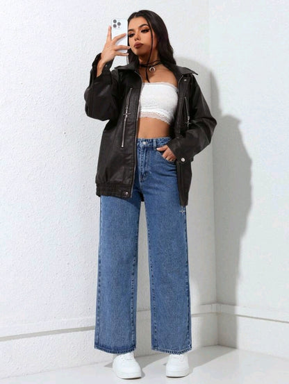 PETITE Jeans droits décontractés et déchirés pour femmes
