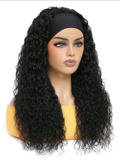 Perruque bandeau à vague d'eau couleur noir naturel, cheveux humains vierges brésiliens non traités, perruque fabriquée à la machine, facile à porter, convient pour 130%, 150%, 180%