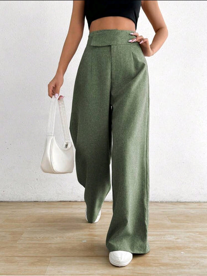 Rafferiza 1 pièce Pantalon casual ample asymétrique à la taille pour femmes