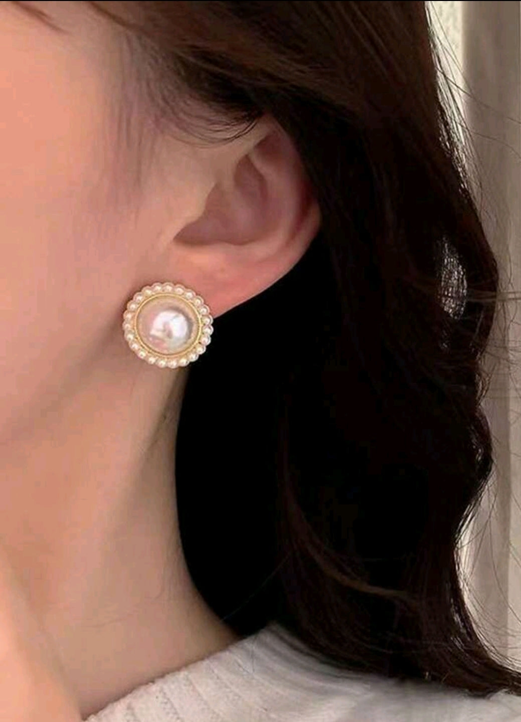 5 pièces/Set Boucles d'oreilles à clous carrées avec fleurs bordeaux émaillées et fausses perles