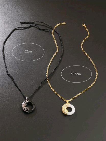 2 pièces/set couple À Breloque Ronde Collier ,  pour Cadeau Et Fête