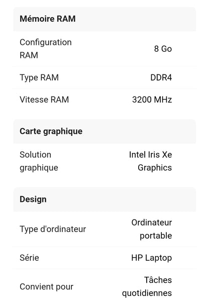 PC portables/ HP /| Laptop 15s-fq5016nb Natural Silve