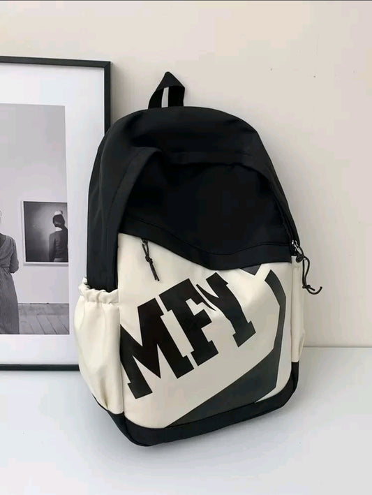 Nouvel arrivage Sac à dos fonctionnel grande capacité avec impression de lettres en blocs de couleurs. Sac d'école