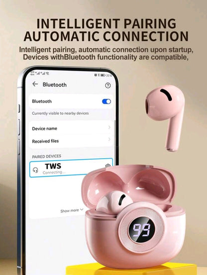 Écouteurs sans fil véritables, haut-parleurs de 13 mm avec graves puissants, Bluetooth 5.0, micro intégré, lecture ultra longue, résistant à l'eau, compatible avec Apple et Android