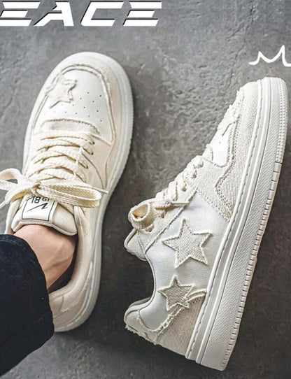 Nouvelles chaussures en canevas à semelle épaisse et respirante, baskets casual à motif étoile, polyvalentes