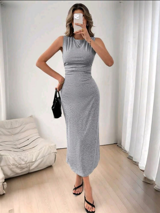 Luneh Robe décontractée pour femmes col rond sans manches