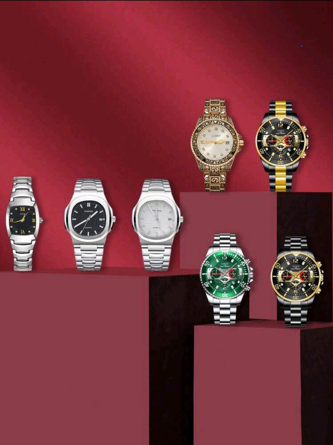 7 pièces/Set de montres de mode de luxe pour hommes, cadeau parfait pour les amis et les pères