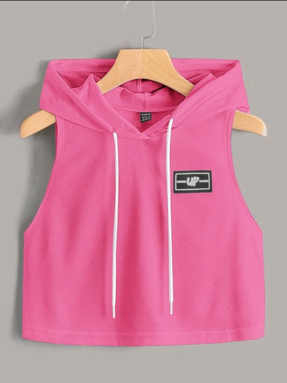 EZwear Débardeur À Capuche Pour Femmes Avec Détails Patchés, Adapté Aux Sports D'été