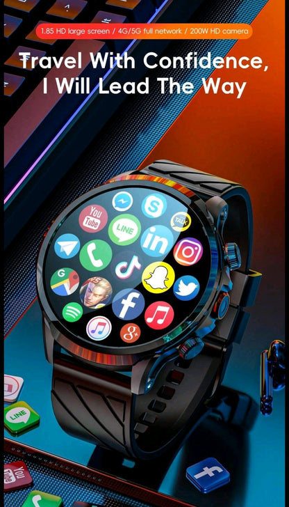 LOKMAT APPLLP 8 PRO 4g Montre connectée 1.85" grand écran rond HD, caméra HD