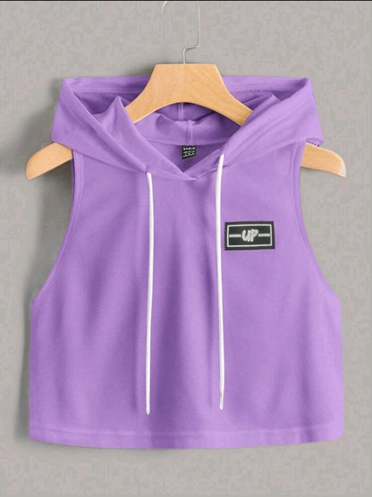 EZwear Débardeur À Capuche Pour Femmes Avec Détails Patchés, Adapté Aux Sports D'été