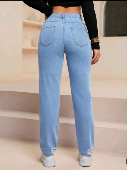Jeans casual, fuselés et délavés avec poches pour femmes