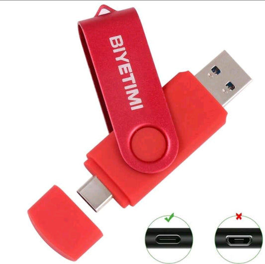 Biyetimi Type C Interface Usb 2.0 OTG Disque Flash 64GB 32GB Smart Phone Tablet PC 128GB Pendrives Capacité Réelle Clé USB
