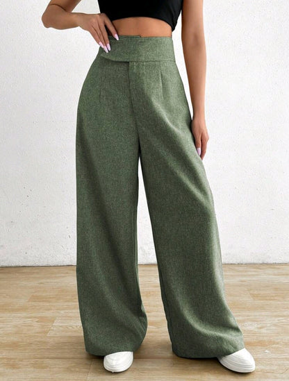 Rafferiza 1 pièce Pantalon casual ample asymétrique à la taille pour femmes