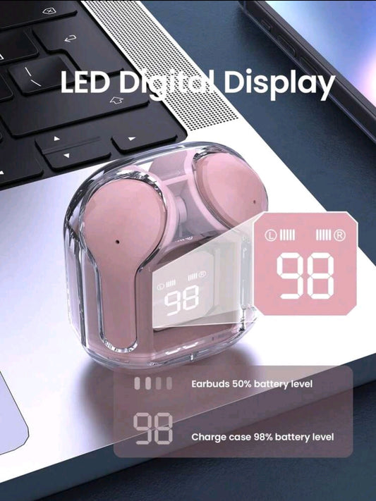 Casques de jeu de sport sans fil Tws Earbuds réduction de bruit Écouteurs micro-casques avec affichage LED Écouteurs transparents HiFi Sport sans fil TWS Écouteurs annulation de bruit universelle pour tous les téléphones portables Écouteurs sans fil HiFi