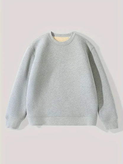 Sweatshirts décontractés à col rond pour hommes - Tissu tricoté épais en molleton 100 % polyester