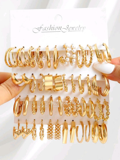 Ensemble De 48 Paires De Boucles D'oreilles Décoratives En Fausses Perles, Ensemble De 48 Paires De Boucles D'oreilles Métalliques
