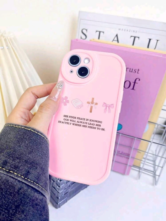 Étui de téléphone imprimé avec croix, verset biblique, slogan; étui de téléphone avec motif de papillon et de fleur; étui de téléphone thème foi chrétienne, protection 360°, antichoc TPU, étuis de téléphone roses, compatible avec iPhone et samsung galaxy