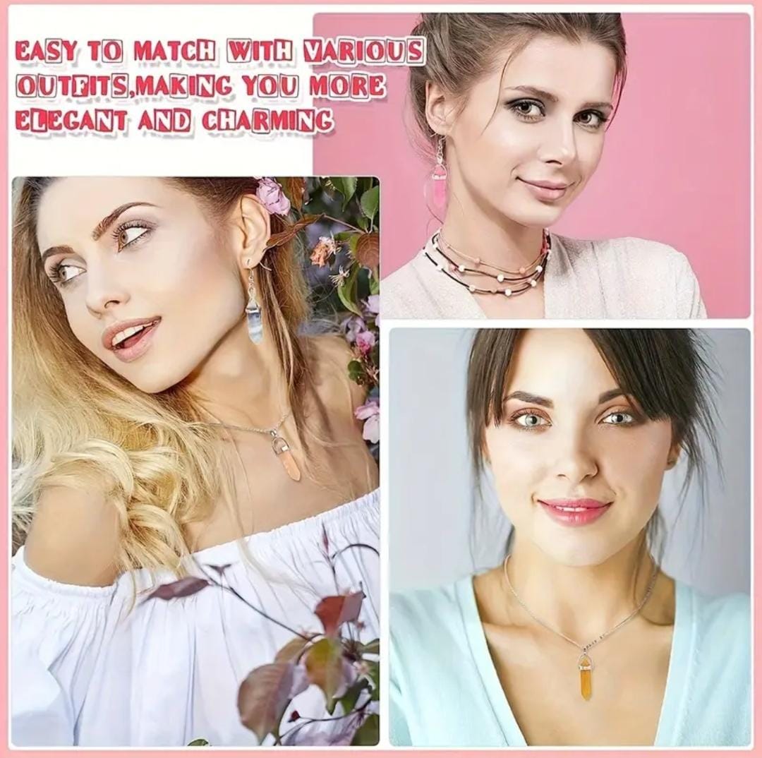 100pcs Pendentifs Pointus en Cristal en Vrac, Pendentif Balle en Verre de Pierre