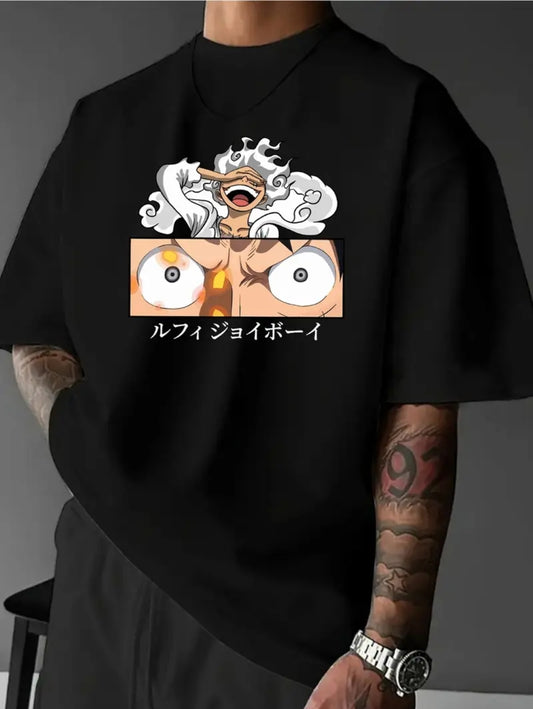 T-shirt décontracté pour homme avec imprimé anime - Coton doux, col rond, manches courtes, respirant et confortable